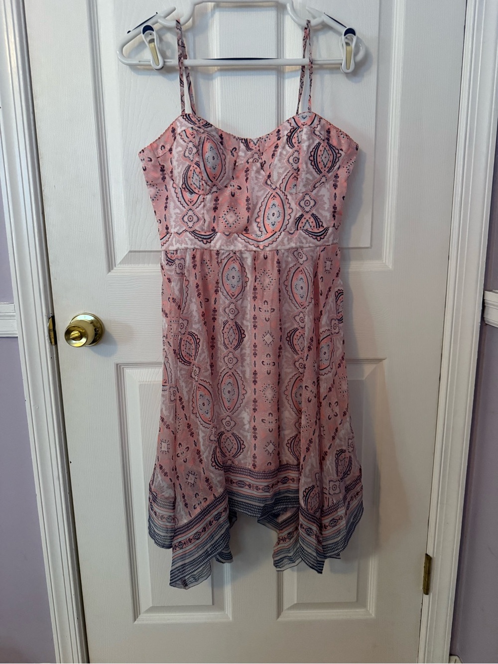 American Eagle Outfitters Paisley Mini Dress in Pink & Blue Size Medium NWT